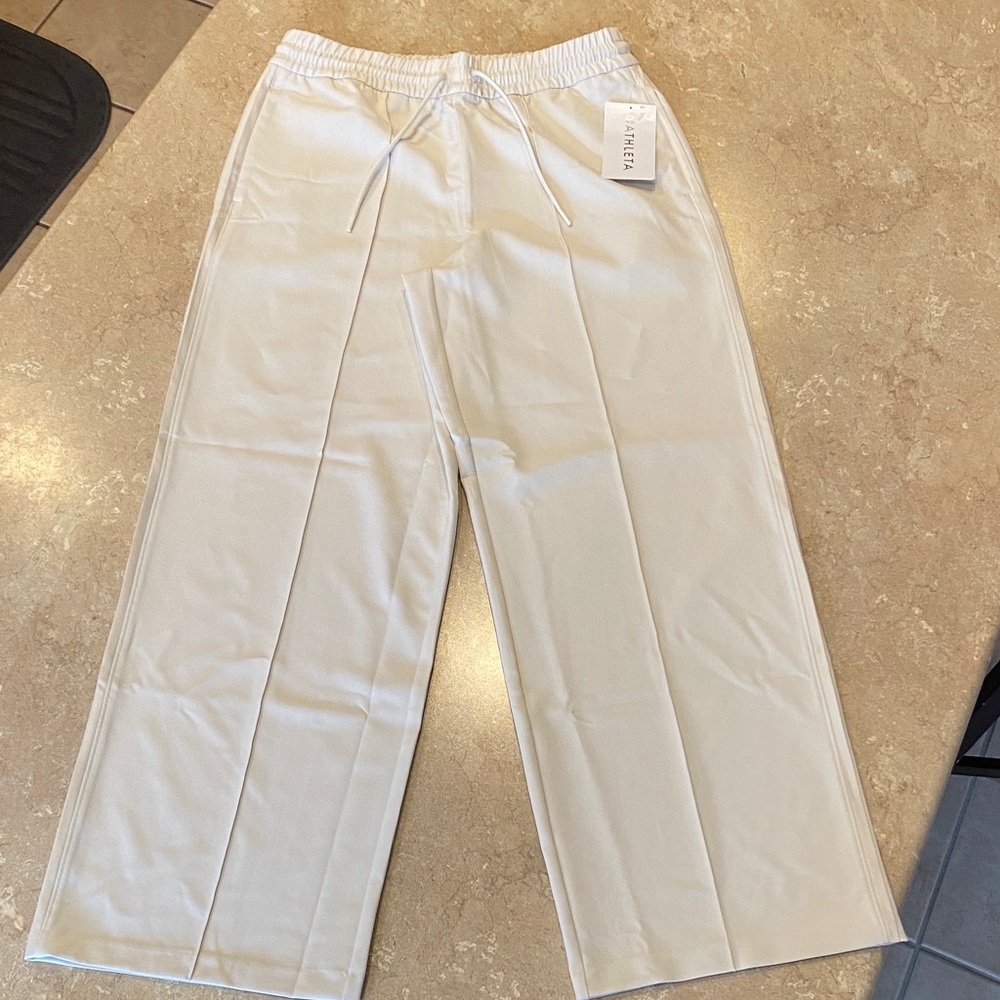 Athleta Wide Leg Drawstring Pants in White